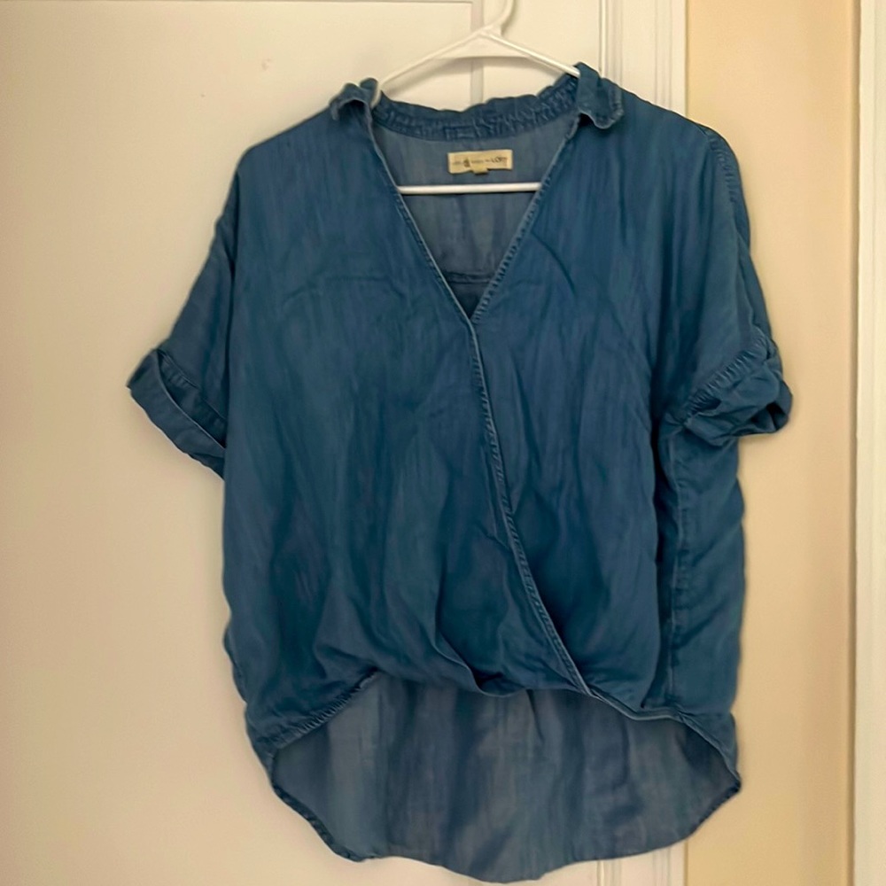 Lou and gray by Loft denim shirt sleeve shirt size medium